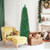5 6 7 8 Ft Pre Lit Christmas Pencil Tree With Colorful Fiber Optics Green 6 Ft Cm24032Us By Cw