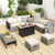 9 Pieces Patio Furniture Set With 42 Inches 60000 Btu Fire Pit White Op70369 Hw68604Wh By Cw