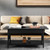 2 Tier Rectangle Coffee Table With Storage Shelf And X Shaped Metal Frame Black Jv10954Dk By Cw