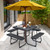 Outdoor Picnic Table With 4 Benches And Umbrella Hole Black Np11265Bk By Cw