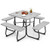 Outdoor Picnic Table With 4 Benches And Umbrella Hole-Gray NP11265GR+ By CW