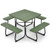 Outdoor Picnic Table With 4 Benches And Umbrella Hole-Green NP11265LS+ By CW