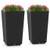 Outdoor Wicker Flower Pot Set Of 2 With Drainage Hole For Porch Balcony GT4055BK-2 By CW