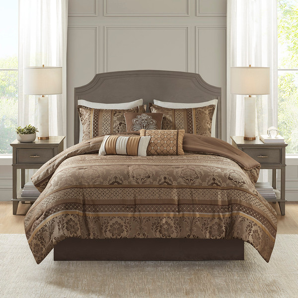 Madison Park Bellagio 7 Piece Jacquard Comforter Set Queen Mp10 4533
