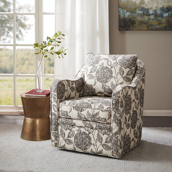 Madison Park Brianne Slub Weave Wide Seat Swivel Arm Chair Mp103 0241