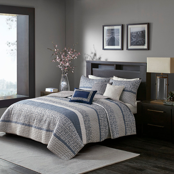 Olliix Rhapsody 6 Piece Reversible Jacquard Coverlet Set King Cal King Mp13 7424