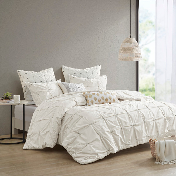 3 Piece Elastic Embroidered Cotton Duvet Cover Set Full Queen Ii12 598 By Olliix