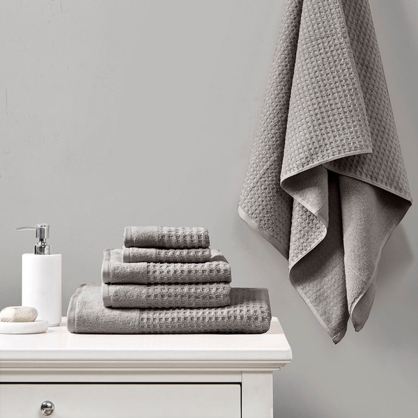 Olliix 6 Piece Spa Waffle Cotton Jacquard Towels Set Mp73 7179