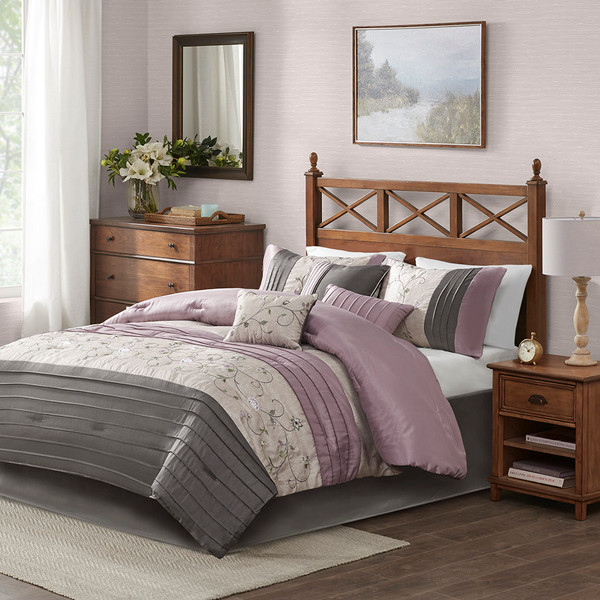 Madison Park Serene Embroidered 7 Piece Comforter Set Queen Mp10 3446
