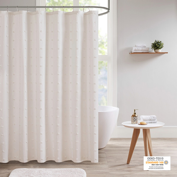 Olliix Urban Habitat Brooklyn Cotton Yarn Dyed Jacquard Pom Pom Shower Curtain 70 X 72 Uh70 2241