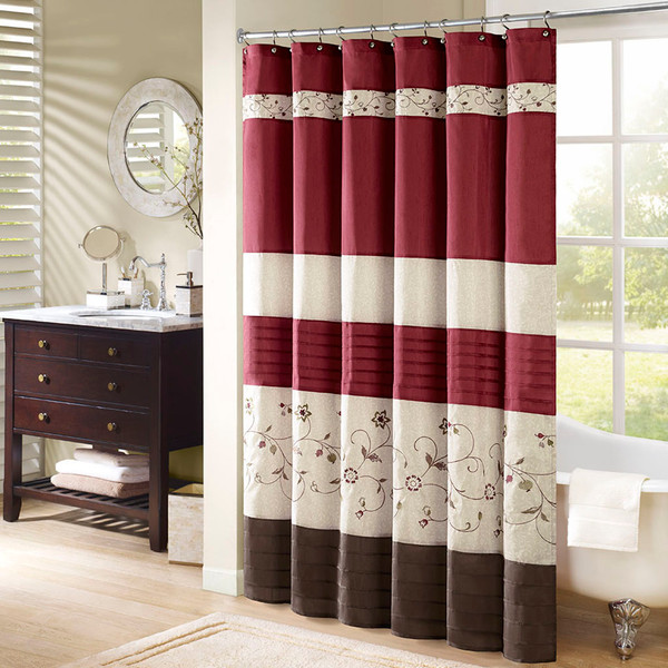 Faux Silk Embroidered Floral Shower Curtain 72X72 Mp70 644 By Olliix