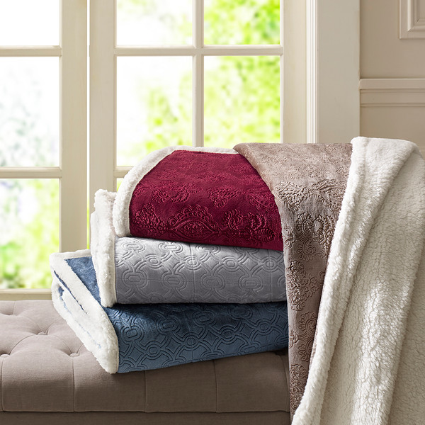 Madison Park Elma Oversized Textured Plush Throw 60X70 Mp50 3255 By Olliix