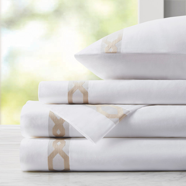 Olliix Signature Hem 300Tc Cotton Sheet Set Queen Ccs20 021