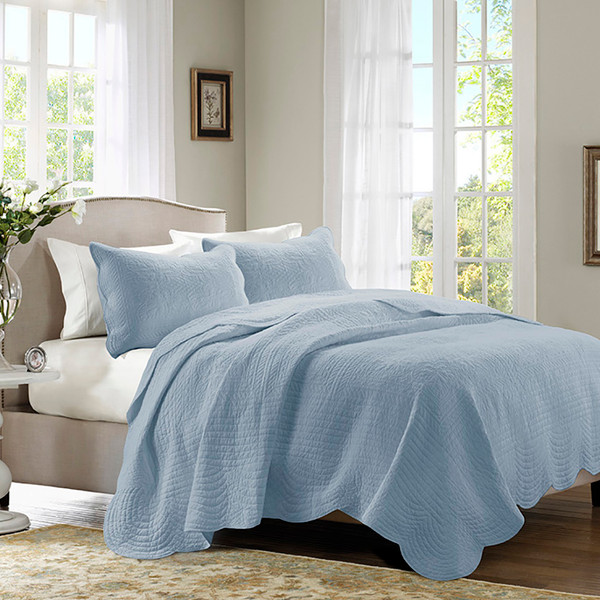 Olliix Tuscany 3 Piece Reversible Scalloped Edge Quilt Set King Cal King Mp13 8246