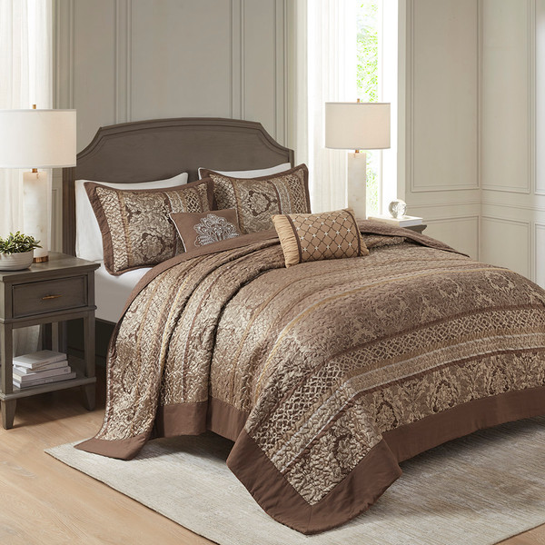 Madison Park Bellagio 5 Piece Jacquard Bedspread Set King Mp13 5319