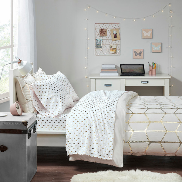 Intelligent Design Metallic Dot Printed Sheet Set Id20 1470 By Olliix