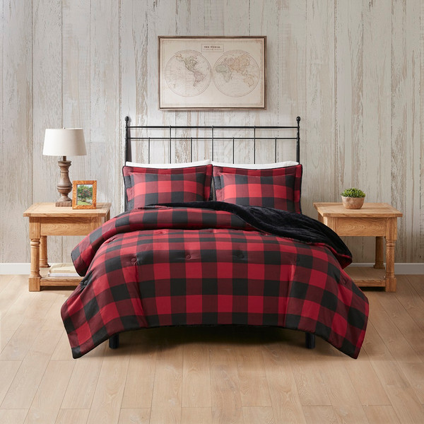 Olliix Bernston Faux Wool To Faux Fur Down Alternative Comforter Set Full Queen Wr9201030822 02
