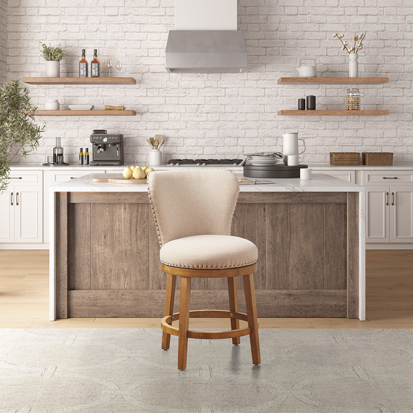 Olliix Stewart Upholstered 360 Degree Swivel Counter Stool 25 H Mp104 1212