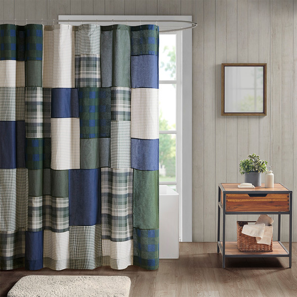 Olliix Mill Creek Pieced Cotton Shower Curtain Wr70 3902