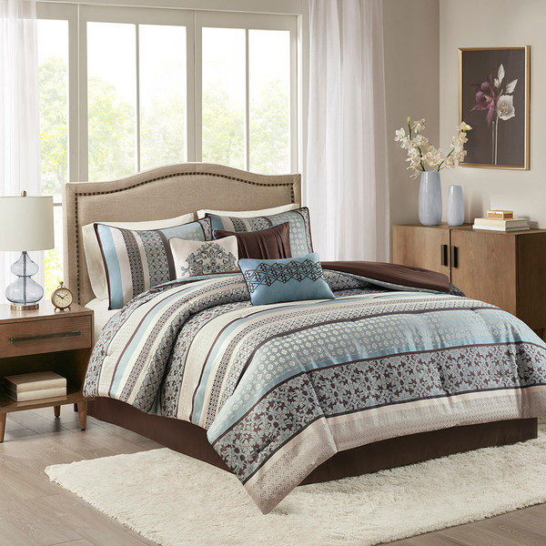 Madison Park Princeton 7 Piece Comforter Set Queen Mp10 694 By Olliix