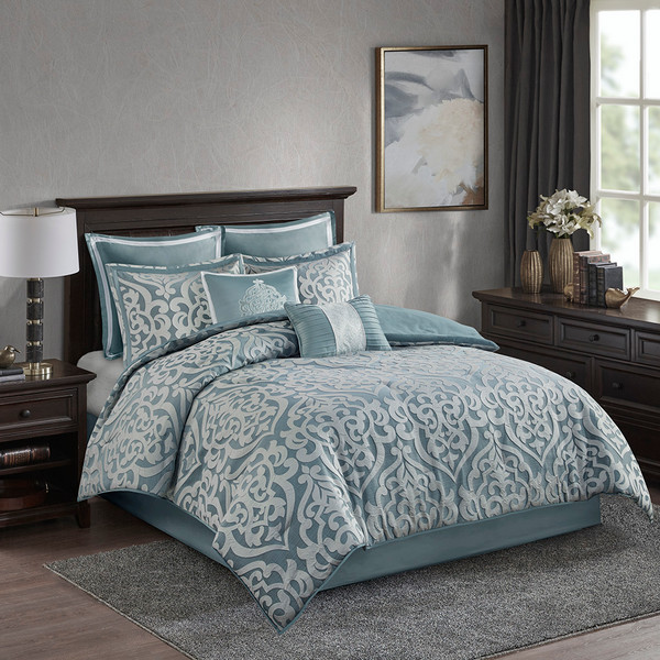 Olliix Odette 8 Piece Jacquard Comforter Set Cal King Mp10 8081