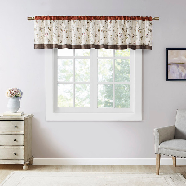 Madison Park Serene Embroidered Window Valance Mp41 5471 By Olliix