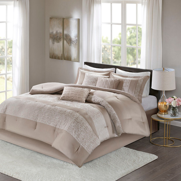 Olliix Madison Park Ava 7 Piece Chenille Jacquard Comforter Set King Mp10 6033