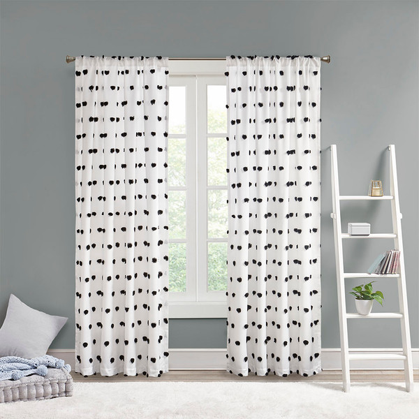 Intelligent Design Sophie 100 Polyester Pom Pom Embellished Window Panel Id40 1798 By Olliix