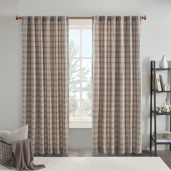 Anaheim 100 Polyester Jacquard Rod Pocket And Back Tabs Plaid Panel With Fleece Lining By Madison Park Mp40 6768 By Olliix