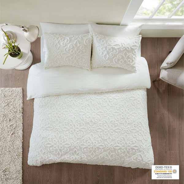 Olliix Madison Park Sabrina 3 Piece Tufted Cotton Chenille Duvet Cover Set Full Queen Mp12 6103