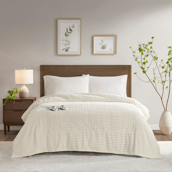 Olliix Corded Plush Heated Blanket Full St54 0283