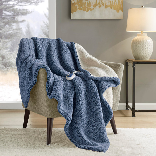 Olliix Marbled Sherpa Heated Throw Tn54 0509