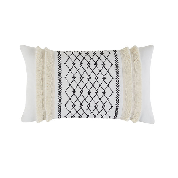 Ink Ivy Bea Embroidered Cotton Oblong Pillow With Tassels Ii30 998 By Olliix