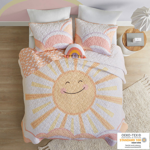 Olliix Dawn Sunshine Printed Reversible Coverlet Set Twin Uhk13 0186
