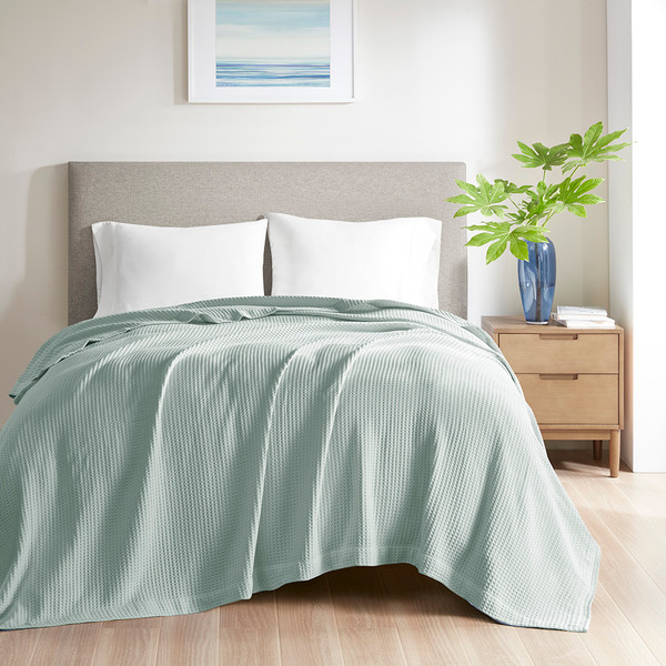 Olliix Waffle Weave Cotton Blanket Twin Br51N 3831
