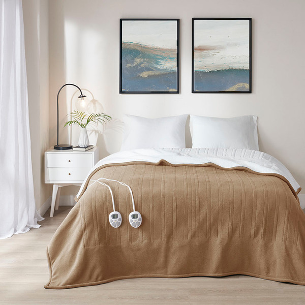 Olliix Fleece To Sherpa Heated Blanket Full St54 0134