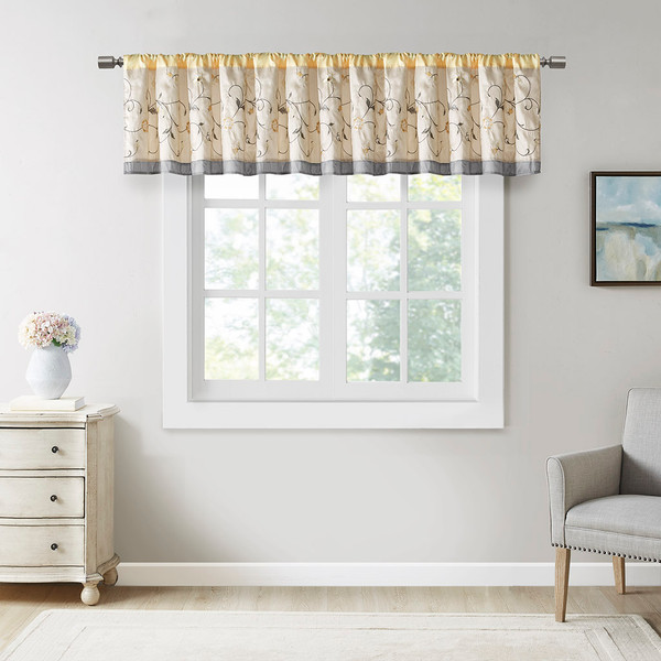 Olliix Madison Park Serene Embroidered Window Valance 50X18 Mp41 5479