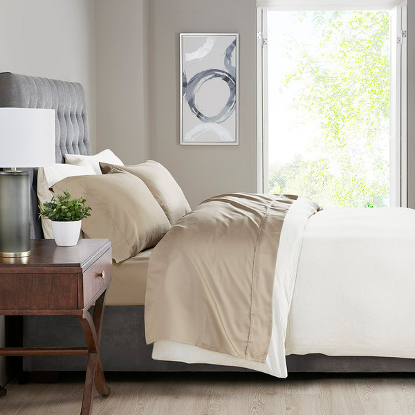 525 Thread Count 53 Cotton 47 Polyester Cross Weave Sateen Sheet Set By Madison Park Mp20 6519 By Olliix