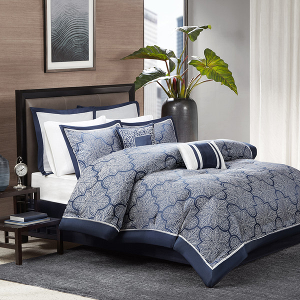 Madison Park Medina 8 Piece Jacquard Comforter Set King Mp10 1659