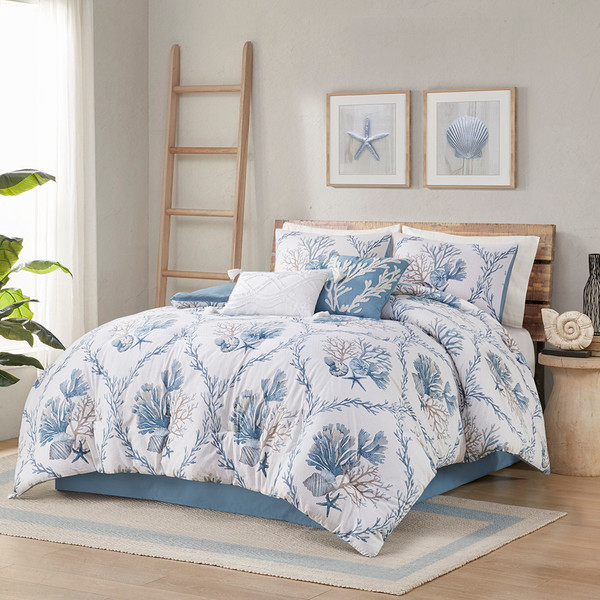 Olliix Pismo Beach 6 Piece Oversized Cotton Comforter Set With Throw Pillows Full Hh10 1837