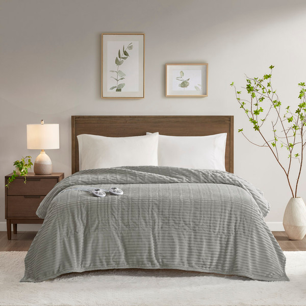 Olliix Corded Plush Heated Blanket Queen St54 0288