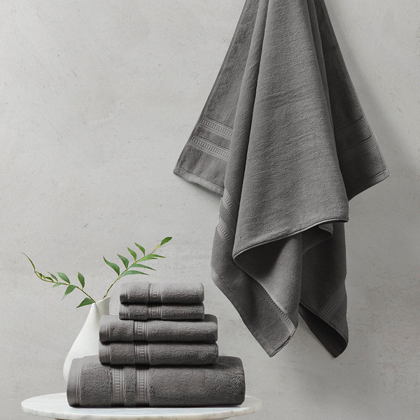 Olliix Plume 100 Cotton Feather Touch Antimicrobial Towel 6 Piece Set Br73 2440