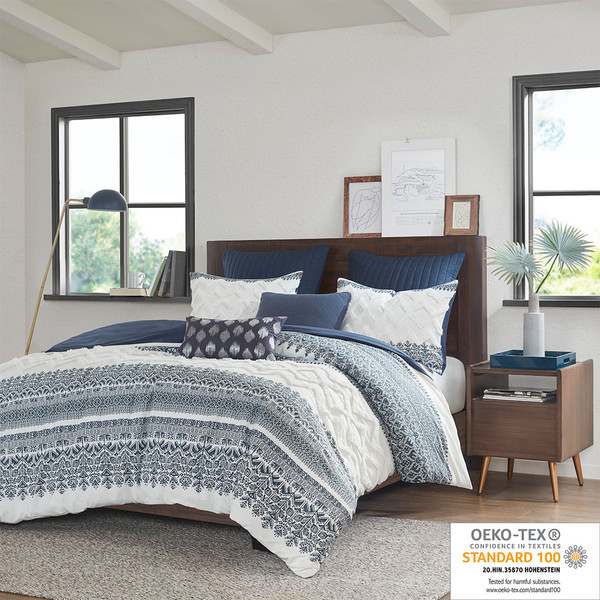 Inkivy Mila 100 Cotton Printed Duvet Cover Set Wchenille Ii12 1063 By Olliix