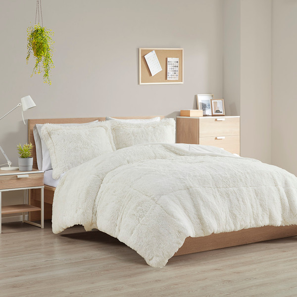 Olliix Intelligent Design Malea Shaggy Faux Fur Comforter Set Twin Twin Xl Id10 1699
