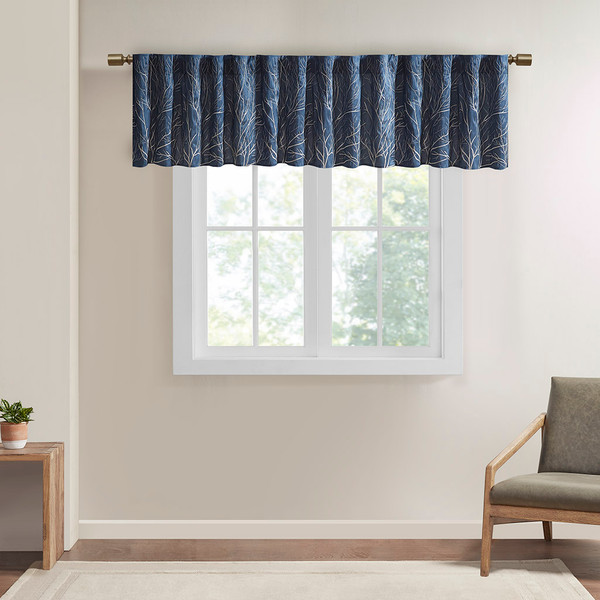 Madison Park Faux Silk Embroidered Window Valance 50X18 Mp41 4572 By Olliix