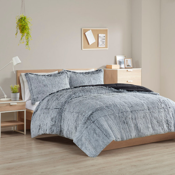 Olliix Malea Shaggy Faux Fur Comforter Mini Set Full Queen Id10 2235