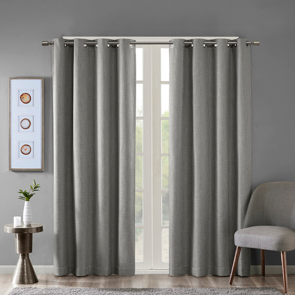 Maya Printed Heathered Blackout Window Panel 50X54 Grey Ss40 0026 By Olliix