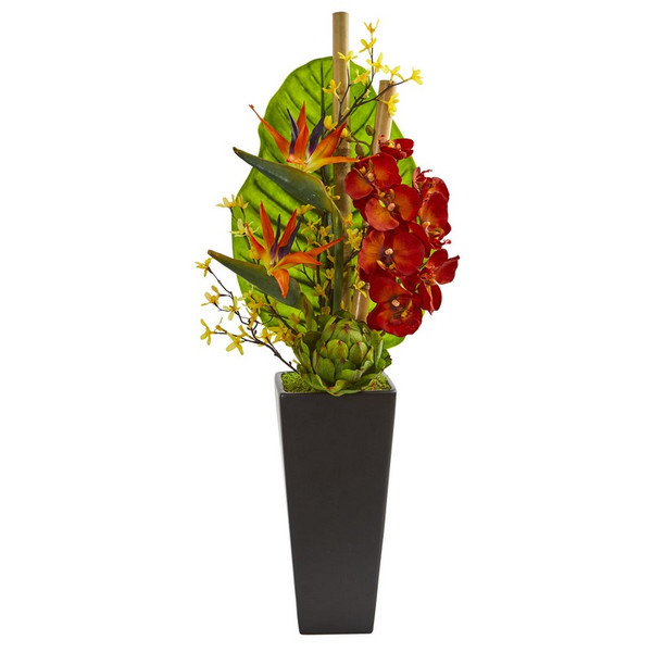 32 Orchid Bird Of Paradise And Artichoke Arrangement 1692 By Nearly Natural
