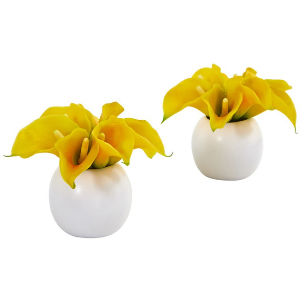 5 Calla Lily Artificial Arrangement In Vase Set Of 2 1998 S2 Yl By Nearly Natural