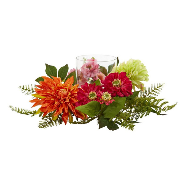 17 Mixed Floral Dahlia Candelabrum 4237 By Nearly Natural